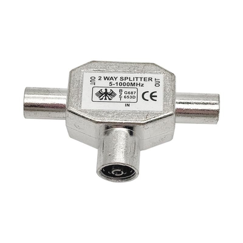 Male To Two Female Connector 3 Way Plug Adapters Coaxial Coupling Jack T Type Antenna Distributor