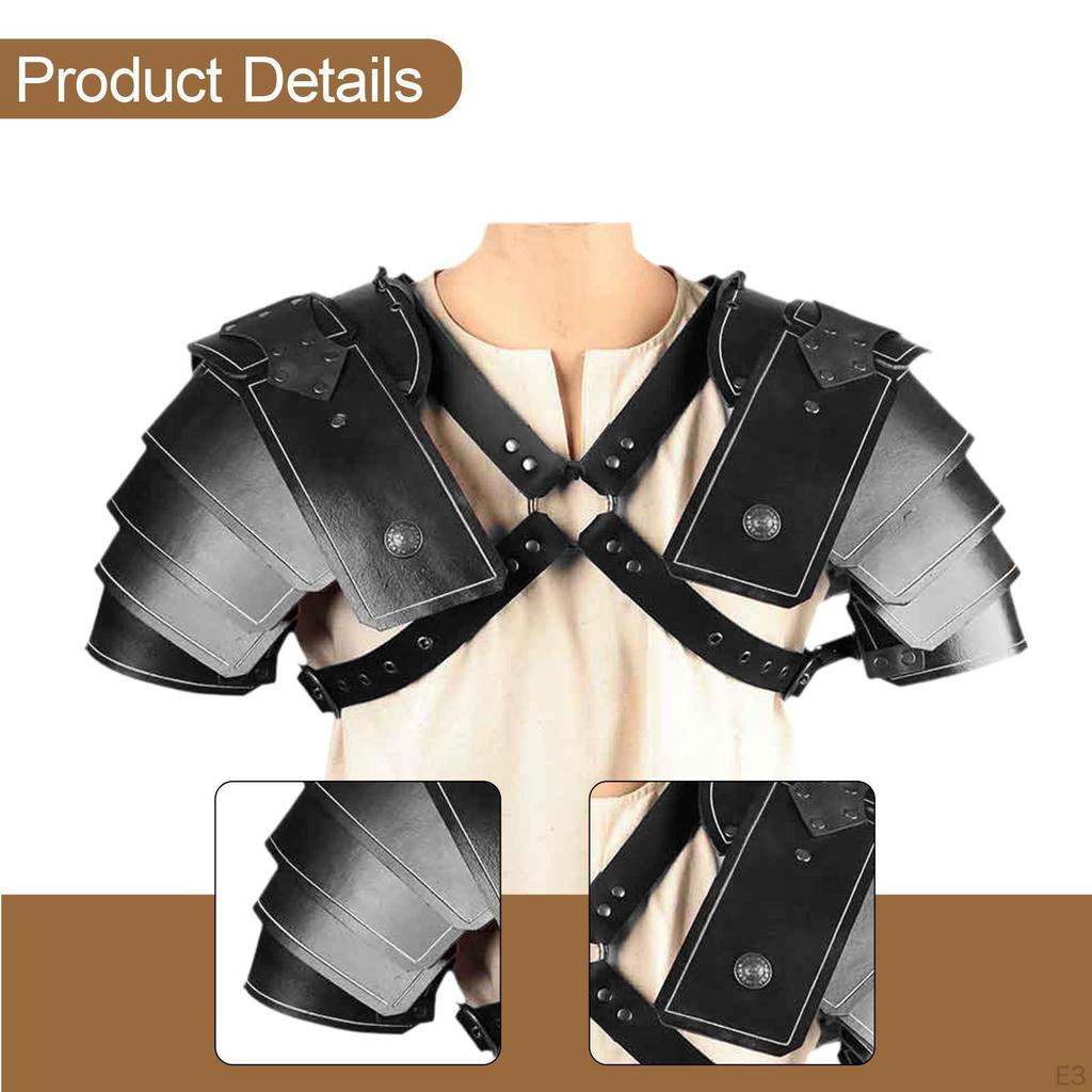 Medieval Double Shoulder Pads PU Leather with Adjustable Steampunk Design Suitable for Men Women