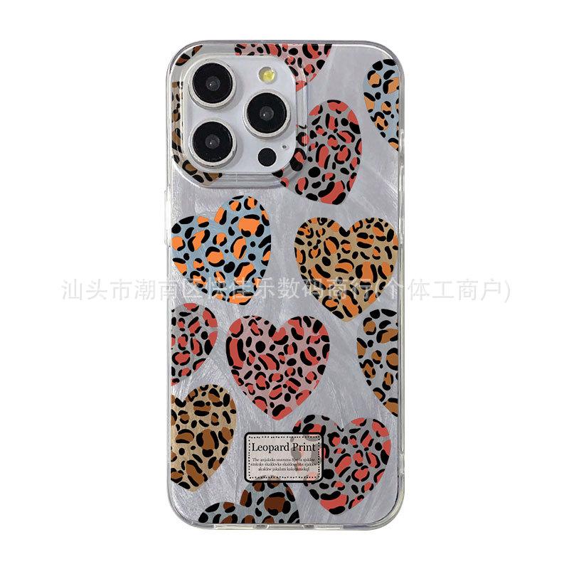 Japanese and Korean Leopard Print Love for iPhone17promax Mobile Phone Case 16 Creative 15/14/13/12/11 Apple