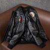 Genuine Leather Baseball Jacket Mens Indian Style Biker Coat Autumn Outerwear Large Size Pure Cowhide