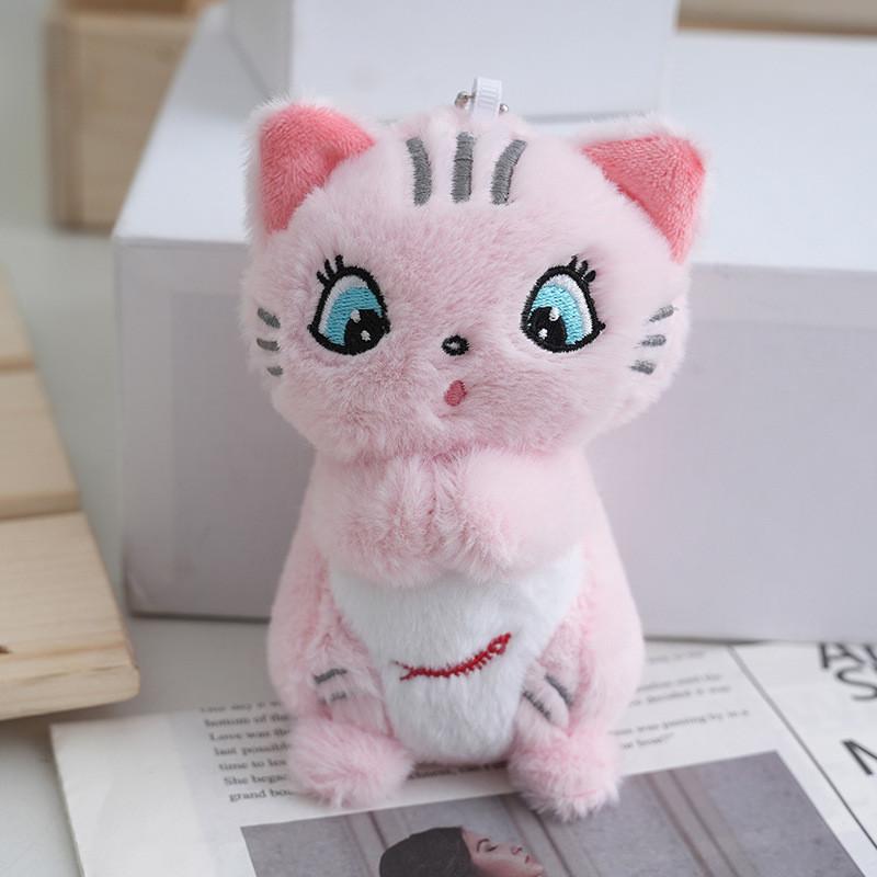 Entzückender Plüsch Katze mit großen Augen Schlüsselanhänger Weiches Spielzeug für Frauen Rucksackanhänger Exquisiter Autoschlüsselanhänger Niedliches Geschenk