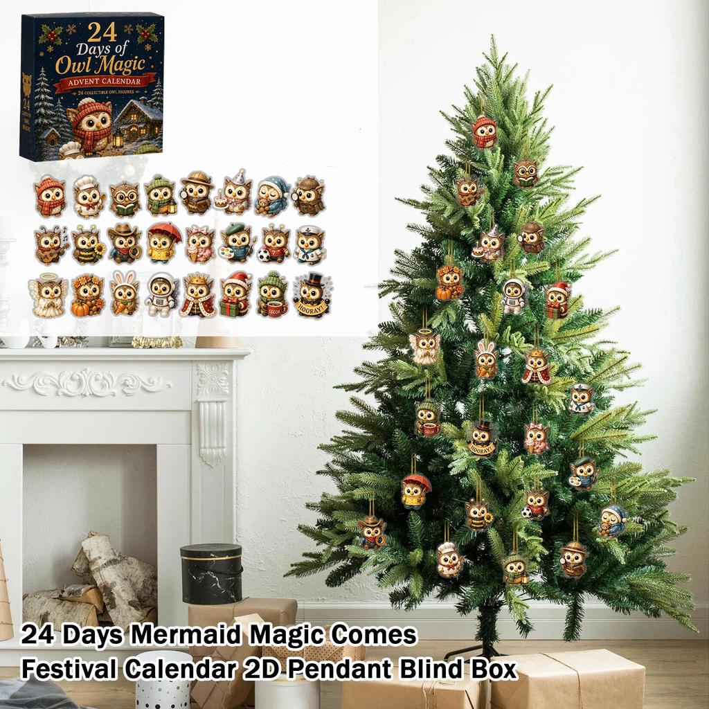 -Day Advent Calendar with 2D Pendant Ornaments - Christmas Countdown for Kids and Adults