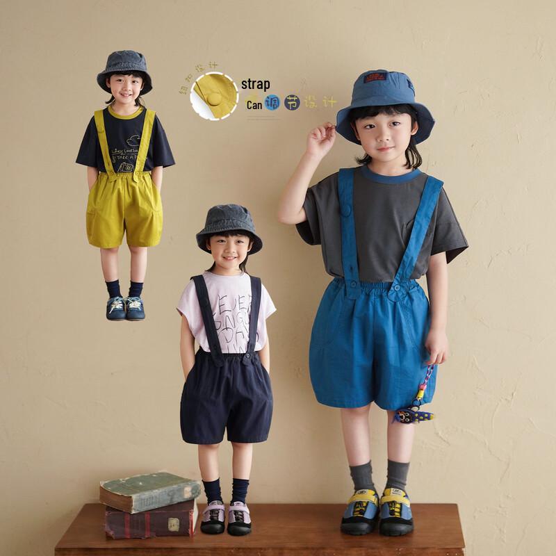 Boys  Summer Loose Straight-Fit Overalls Shorts L