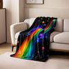 A flowing rainbow ribbon amidst colorful planets and a starry cosmic backdrop. for all seasons blanket lunch break throw gift