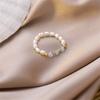 Bohemian Handmade Colorful Crystal Beaded Imitation Pearl Rings Continuous Circle Minimalist Wedding Promise Stacked Finger Ring