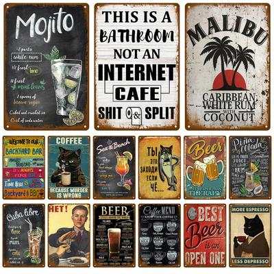 Retro Drink Beer Vintage Tin Sign Wine Metal Sign Poster Whiskey Plaque Wall Art For Pub Bar Man Cave Decorative Plates Decor