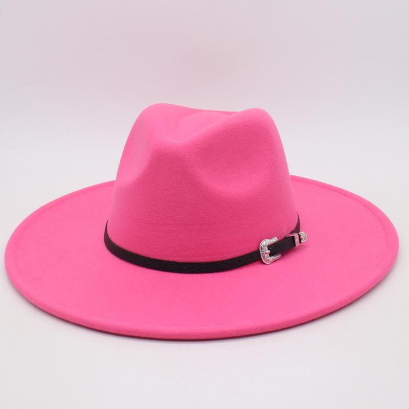 Flat Edge Jazz Hat, Men'S And Women'S Felt Hat, European And American Hat 9.5 Large Brim, High-End Hat, Elegant Foreign Trade Cross-Border Top Hat