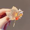 Vintage Openwork Crystal Brooch for Women - Rhinestone Maple Leaf Corsage Pin for Blouse and Jacket