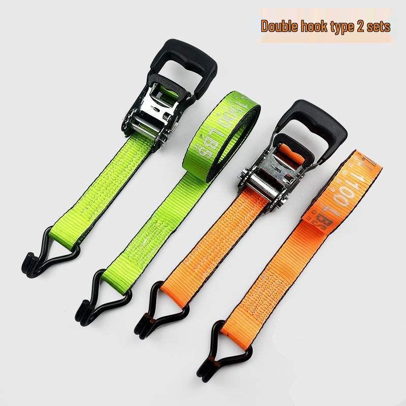 Heavy-Duty Off-Road Ratchet Strap with Thickened Polyester Webbing and Rubber-Coated Binding