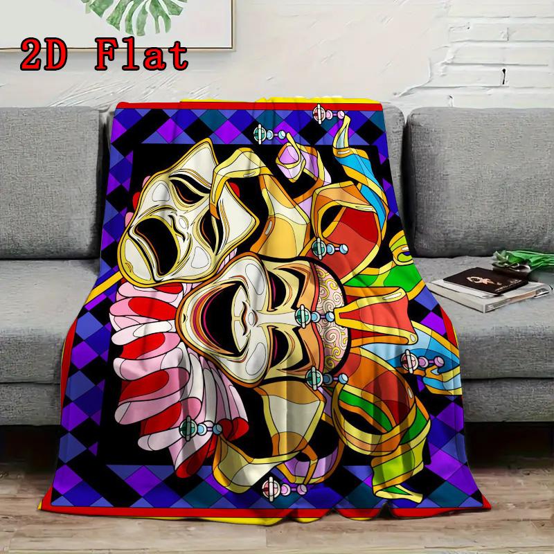 Masquerade Party Print 2D Flat Pattern Flannel Blanket High Quality All Seasons Warmth and Comfort Perfect for Christmas Gifts.