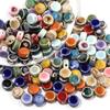 10pcs/lot 12mm Colorful Floral Glaze Ceramic Beads Flat Round Loose Beads for DIY Jewelry Making Bracelet Necklace Accessories