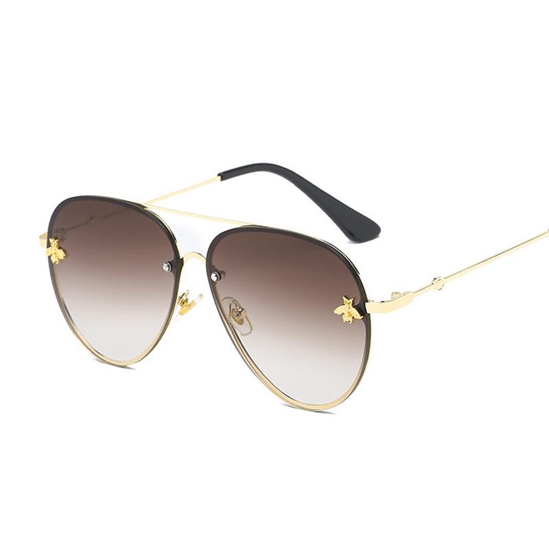 Vintage Pink Aviation Sunglasses Woman Luxury Fashion Brand Sun Glasses Male Female Metal Gradient Mirror Rimless