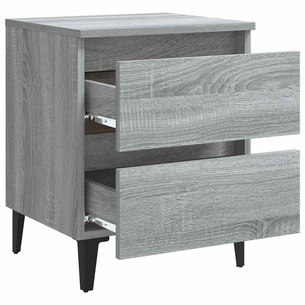 Nightstands with Metal Legs 2 pcs Grey Sonoma 40 x 35 x 50 cm