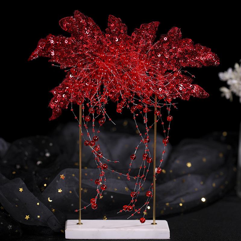 

Свадебный головной убор Корейский Супер Фея Бант Кристалл Бисерная Кисточка Гребень для волос Серьги Свадебное платье Пара Аксессуары для волос Женский Трендовый