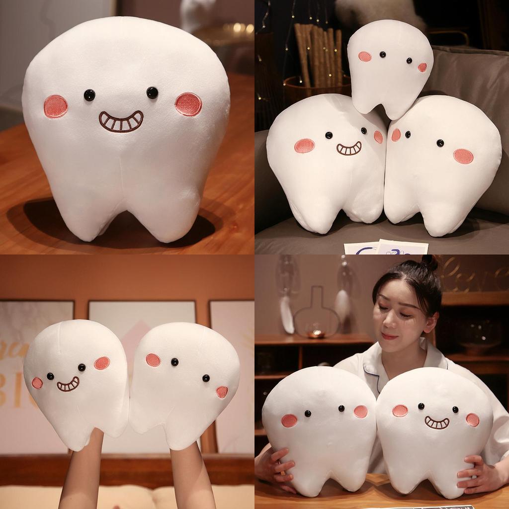 Cute Short Plush Cartoon Tooth Pillow For Kids, Soft And Comfortable On The Sofa