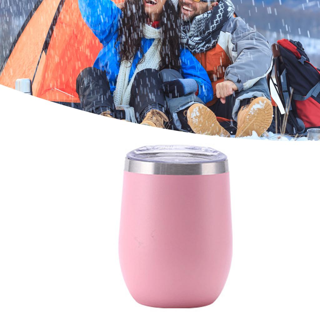 12oz 304 Edelstahl Eierschalenbecher U-Form Isolierung Weinglas Großer Bauch Eierschalenbecher Rosa 12oz