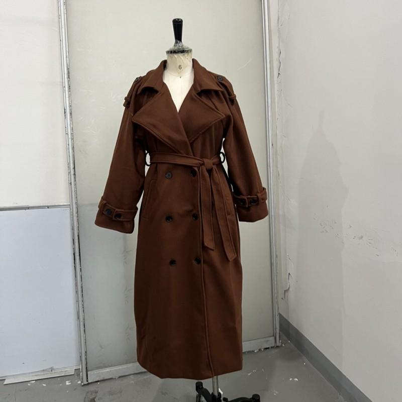 Womens Wool Blend Double Breasted Trench