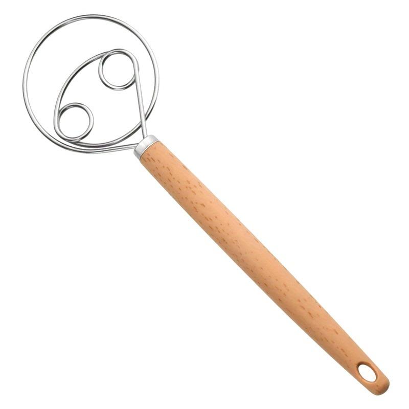 Frusta Danese per Impasto in Acciaio Inossidabile con Manico in Legno, Mixer Manuale Versatile per Pane, Pasticcini e Torte, Utensile da Cucina