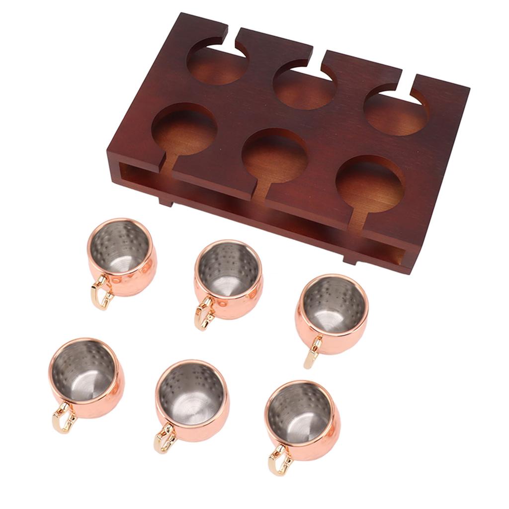 6Pcs 2oz Mule Drink Mug Set with Holder Robust Decorative Cocktail Hammer Point Cup for Bar