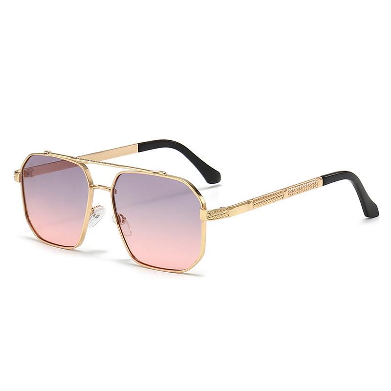 New Men's Sunglasses European And American Popular Metal Double Beam Stylish Oversized Shades Driving Sun Glasses Women