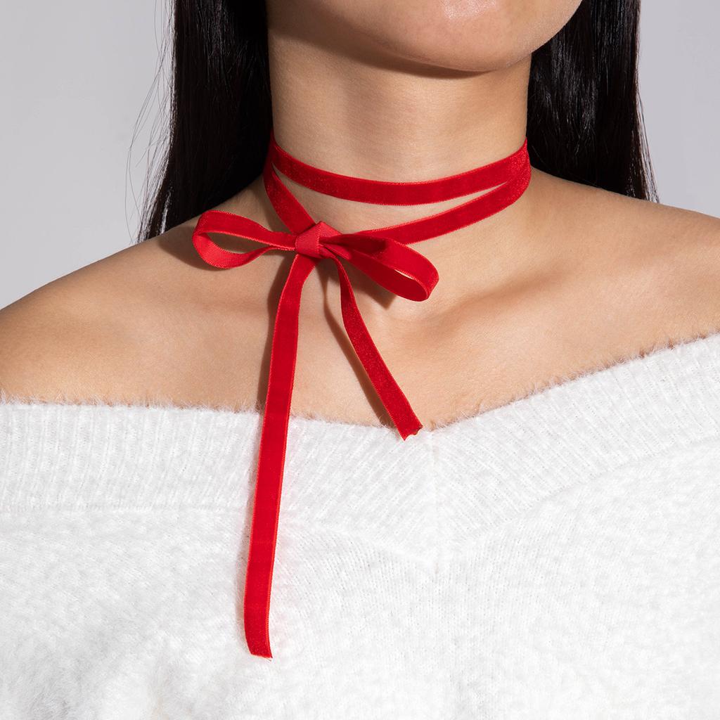 Accessories Niche Baroque Pearl Necklace Women's Black Ribbon Bow Strap Necklace