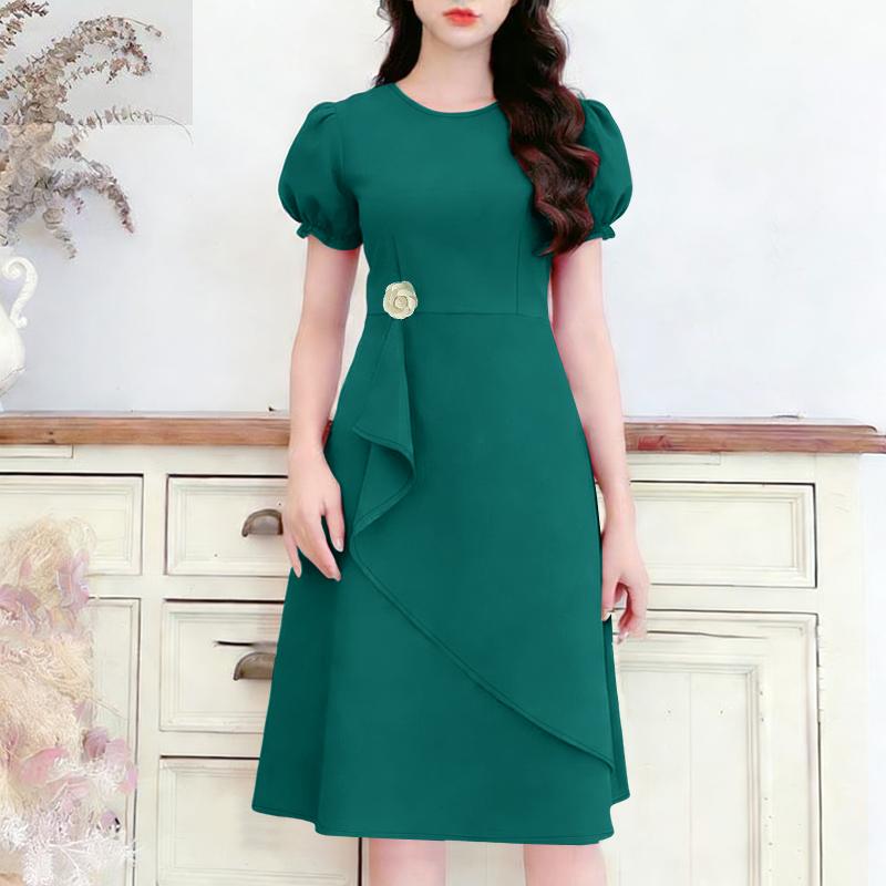 ZANZEA Women Casual Round Neck Summer Short Sleeve Dress