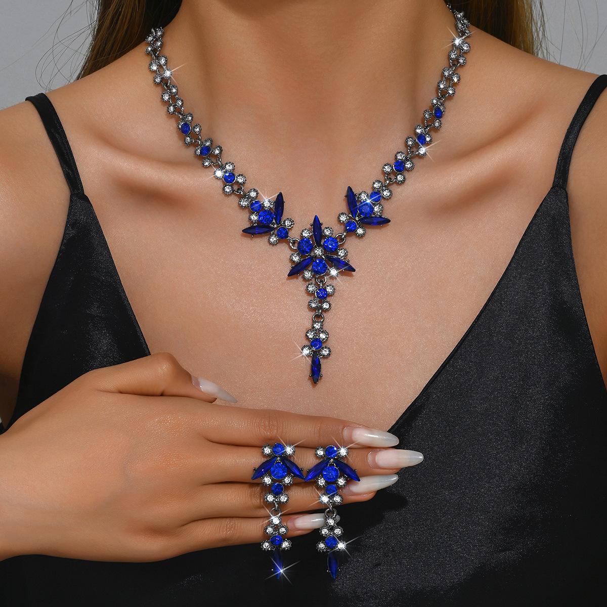 

BLINGBAY Женский комплект украшений Fairycore Романтичные свадебные аксессуары Ретро Стразы Элегантный комплект ожерелья и серег Женский современный подарок на день рождения