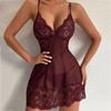 Europäische und amerikanische sexy Netzspitze sexy Unterwäsche Straps-Pyjama Loungewear sexy Nachthemd Damen