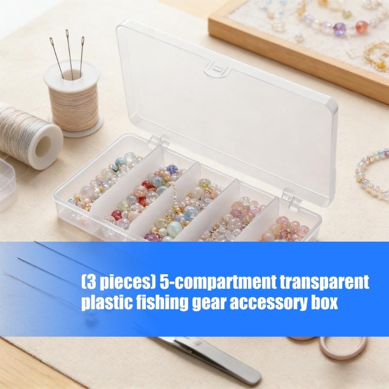 3Pcs 5 Compartments Fishing Lures Box Outdoor Fishing Tool Box Portable Tackle Case Organizers Lures Hook Organizers