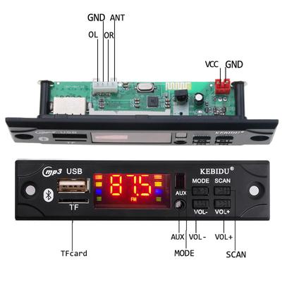 Auto FM Radio Modul Stereo Bluetooth 5,0 MP3 Decoder Board 12V TF USB AUX WMA KEBIDU Für 2*20W 40W Hause Lautsprecher Player