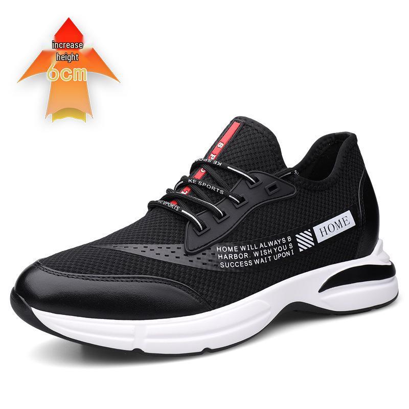 Men s Spring Autumn Trendy Fly Knit Mesh Casual Korean Style Hidden Height Running Shoes 37