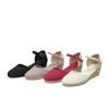 Women's Straw Hemp Rope Wedge Heels with Round Toe and Buckle