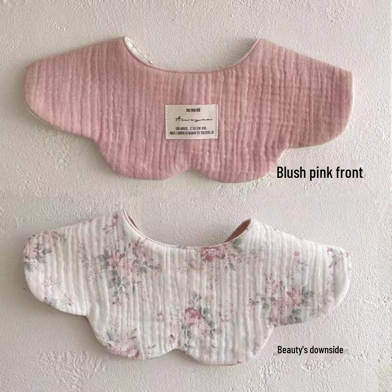 Pure Cotton Korean-Style Baby Drool Bib - Lightweight, Absorbent, Anti-Spit Up, Petal Design