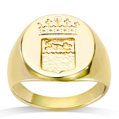 Signet Ring Gold Plated 'Ecusson' Golden - 17x15 Mm