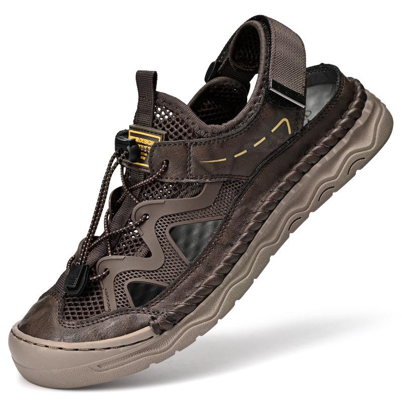 

2025 summer new men s bag head sandals breathable live broadcast explosion casual large size beach shoes hollow cool slippers 46