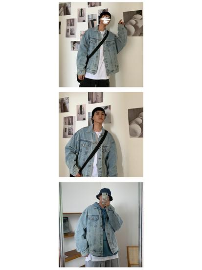Men's Korean Style Denim Jacket – Spring/Autumn Trendy, Loose, Casual Couple's Short Workwear Outerwear