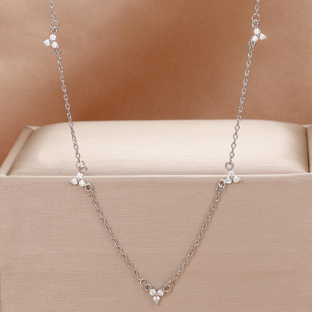 New Stainless Steel Zircon Necklaces for Women Luxury 18K Gold Plated Collar Chain Necklace Wedding Jewelry Gift