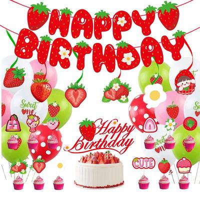 Strawberry-themed Birthday Party Decoration Set for Children's Birthday Party Supplies Decoration