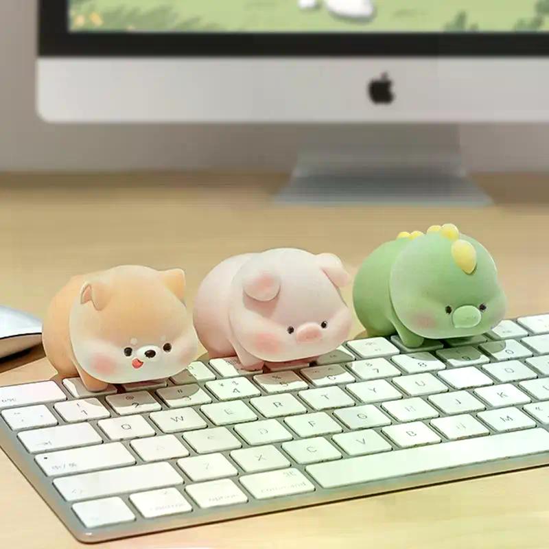 1Pcs Screen Animal Model Elephant Cartoon Center Console Doll Flocking Computer Monitor Decoration Panda Dog Desk Ornament