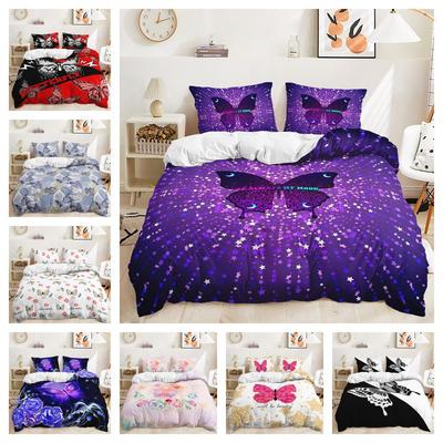 Three-Piece 3D Quilt Cover Butterfly Animal Cyberpunk Kit Bedding