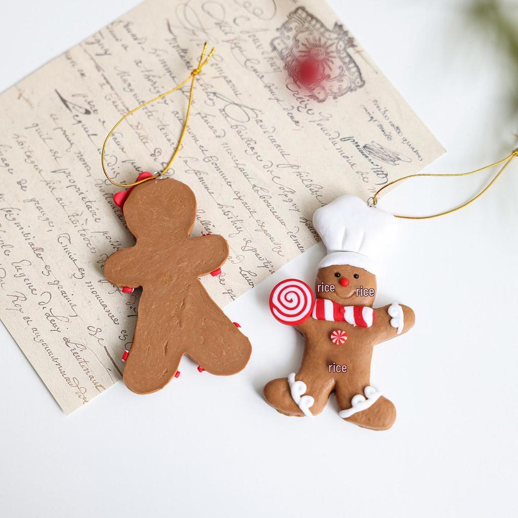2026 Christmas Gingerbread Man & Santa Claus Resin Ornament for Home & Tree Decoration