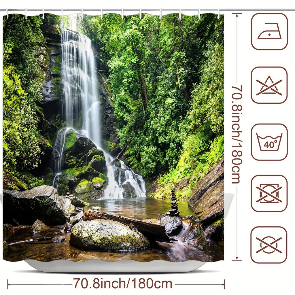 Waterfall Oasis Shower Curtain- Multi-Style Bath Decor, Perfect For Those Who Love Nature-Inspired And Practical Designs