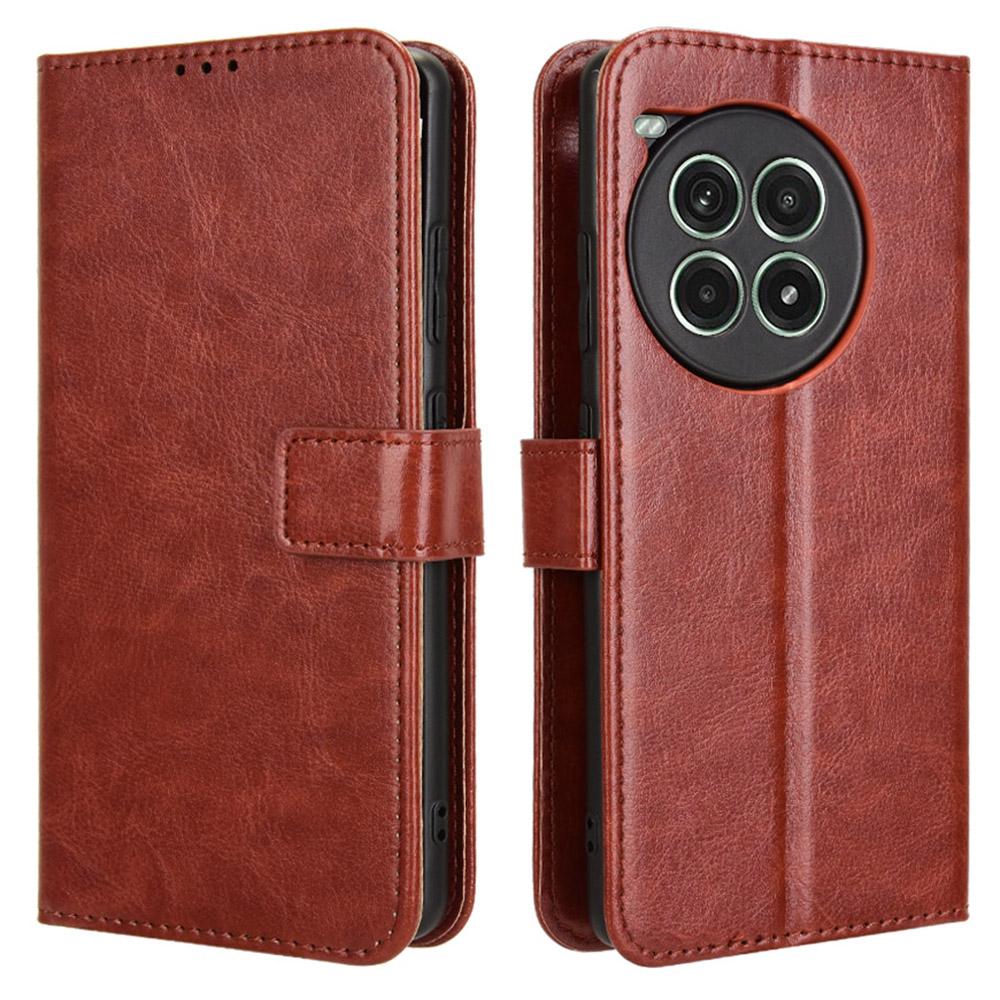 

Для OnePlus Ace 3 Pro 5G Чехол-кошелек Кожаный чехол для телефона Текстура Crazy Horse Brown