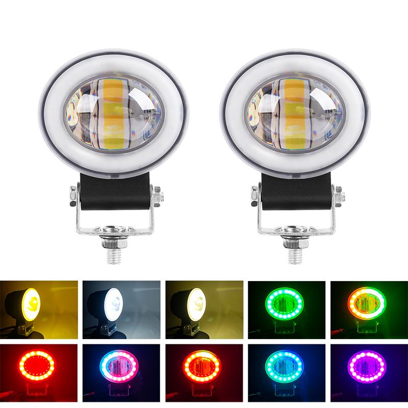 Motorcycle RGB with Horn Fog Work Lamp Headlight Driving Running Super Brighter 12V 80V for 4x4 High/Low Spot Accessories