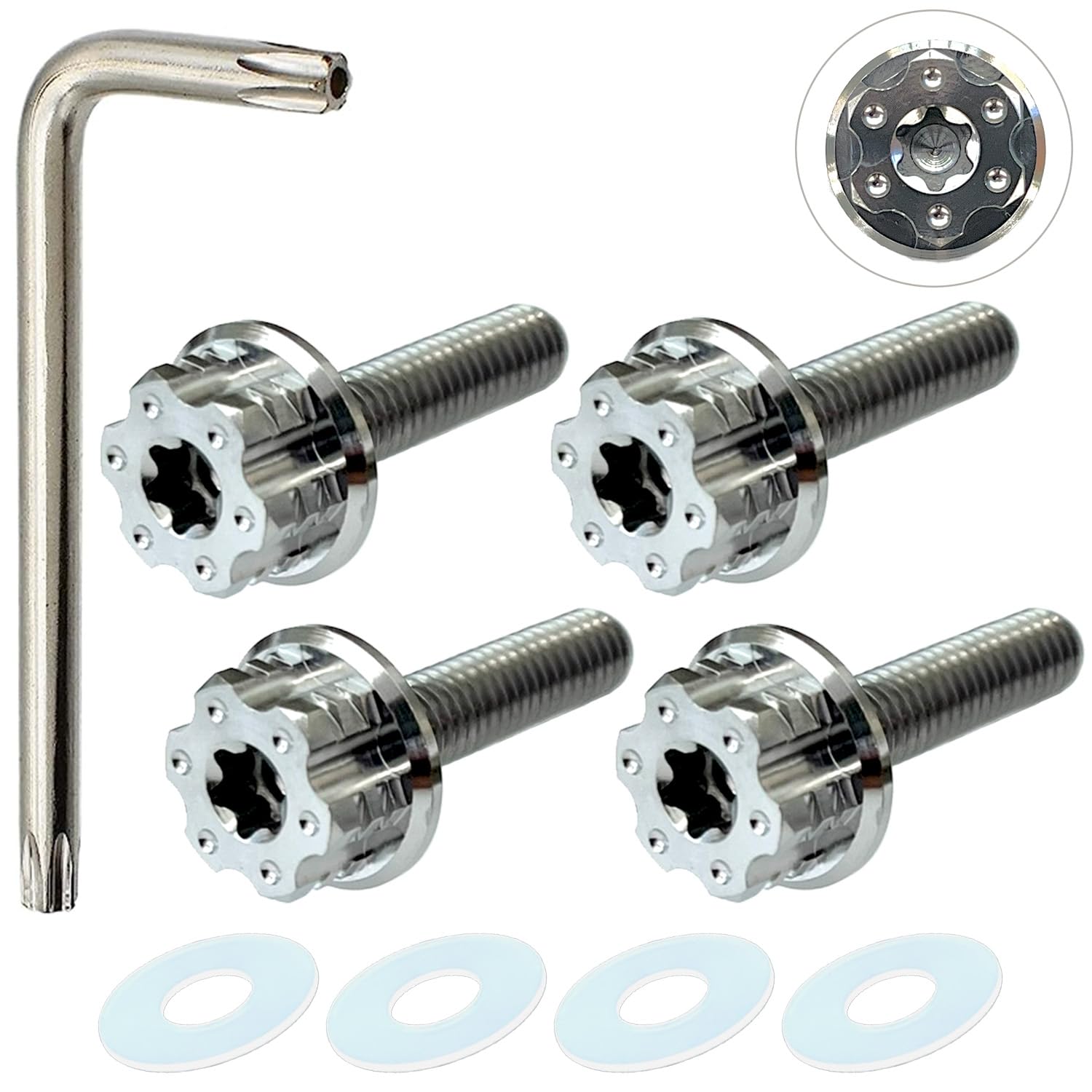 RENPA Titanium Alloy License Plate Bolt Wild Design Vehicle Inspection Bolt length 25mm серебряный