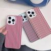 Magenta Black Stripe Lychee Texture Phone Case for iPhone 17 17E 16 15 14 13 12 11 Pro Max Shockproof Protective Cover