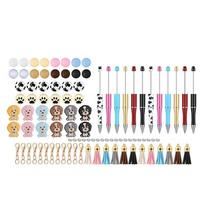12x DIY Beads Pens Making Kits Beadable Pens Kits with Tassels Writing Pen Animal Ballpoint Pens School Office Supplies