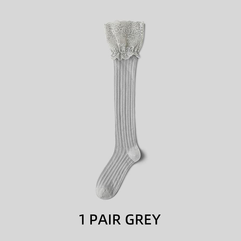 

Женские носки до икры из цветочного кружева, чулки выше колена для девушек-лолит, ретро теплые носки для ботинок, стиль JK One Size