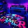 1pc Game Controller Design Gaming Blacklight Carpet, Blacklight Area Non-Slip Machine Washable Mat, Suitable for Game Room, Living Room