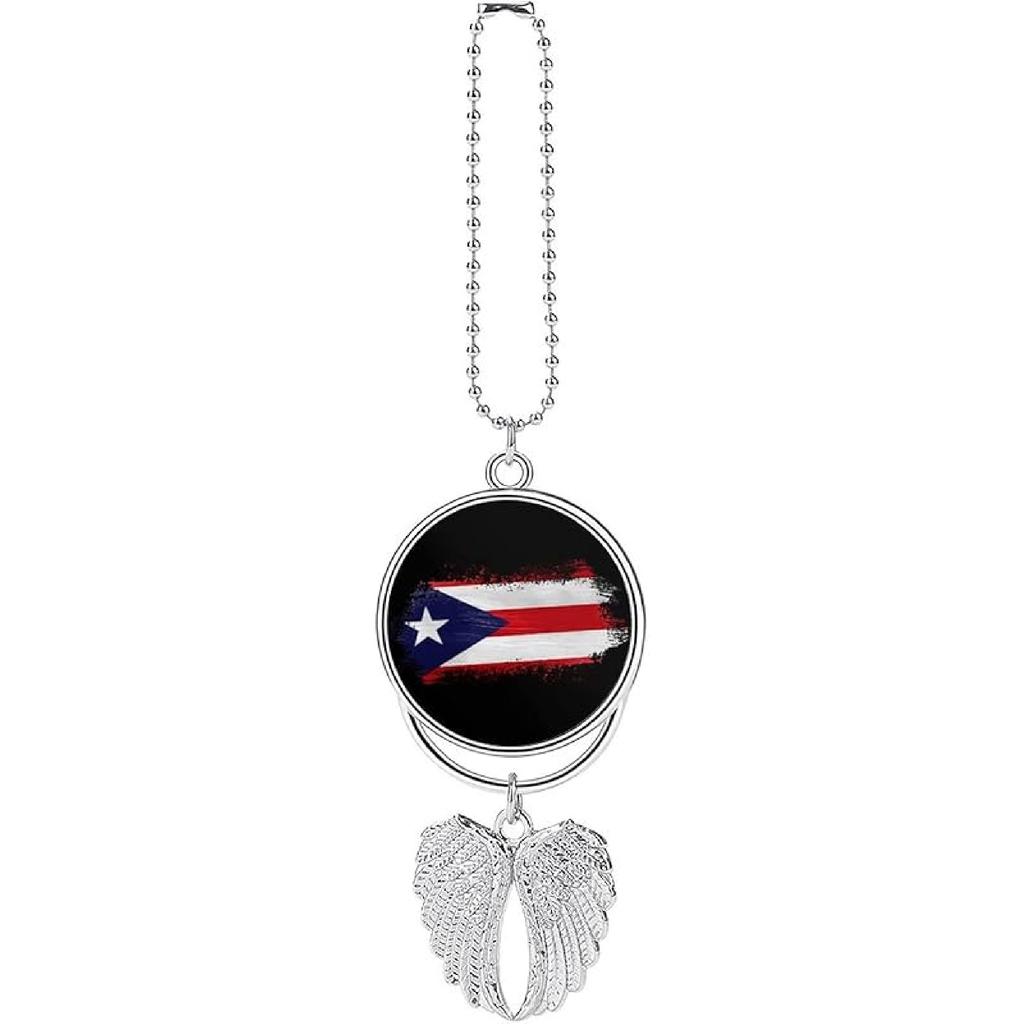 Puerto Rico Flag Car Hanging Ornaments Rearview Mirror Pendant Cute Interior Accessories Decorations Puerto Rico Flag